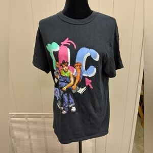 Women's TLC  Black Band T Shirt Cross Colours Rap Hip Hop R&B Music Size Medium